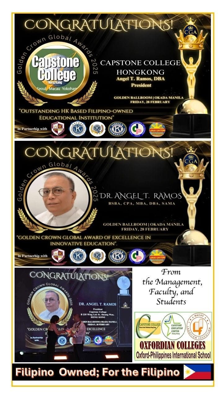 Outstanding HK-based Filipino-owned Educational Institution — Capstone College Hong Kong